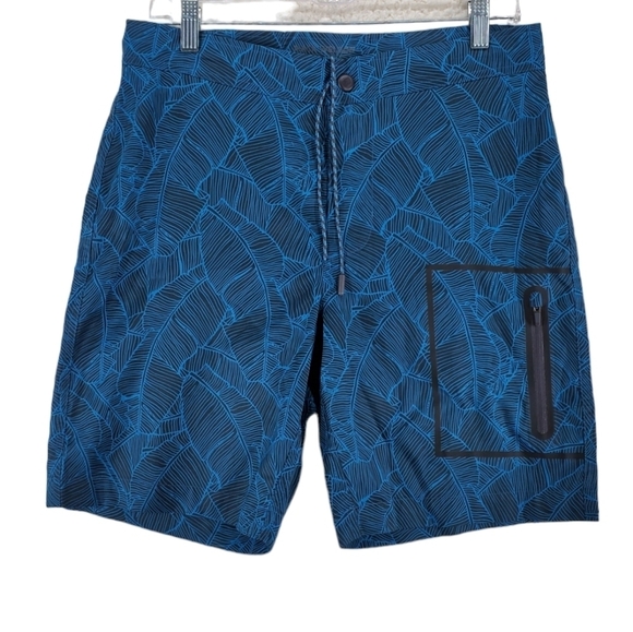 Mack Weldon Swim Trunks Hybrid Shorts Mens 31/32 Blue Wave Surf Stretch (33x8) - Picture 1 of 14